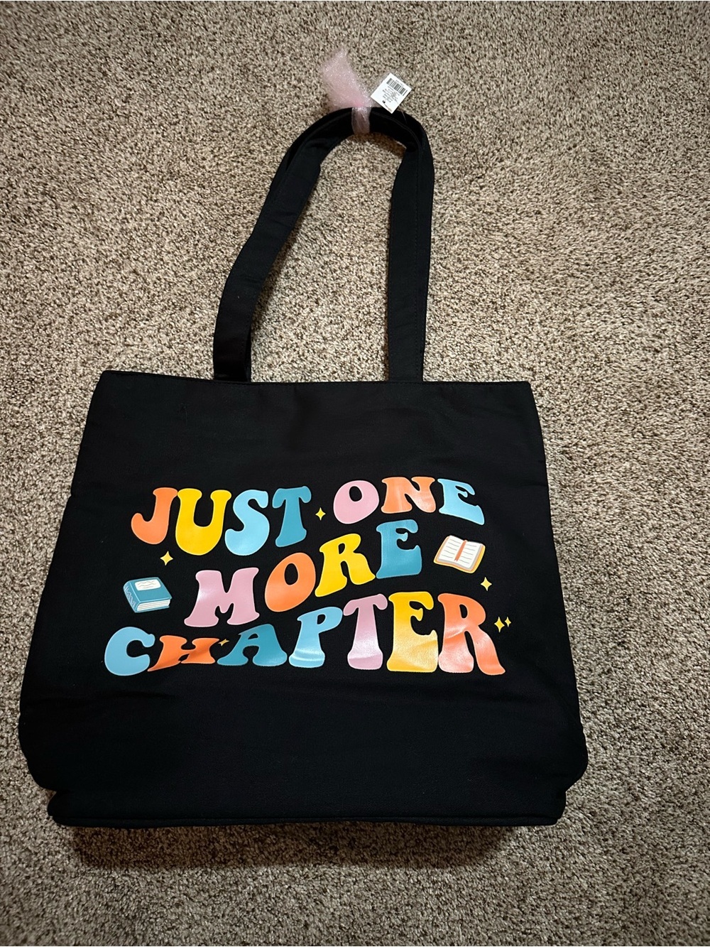 "Just One More Chapter" Black Tote Bag